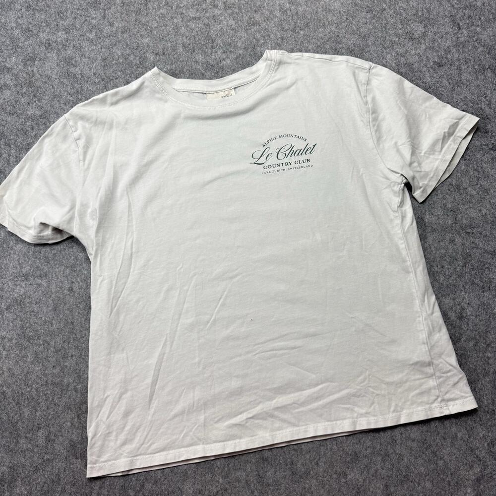 Universal Thread Shirt Womens Medium White Le Chalet Country Club Crop Top Tee